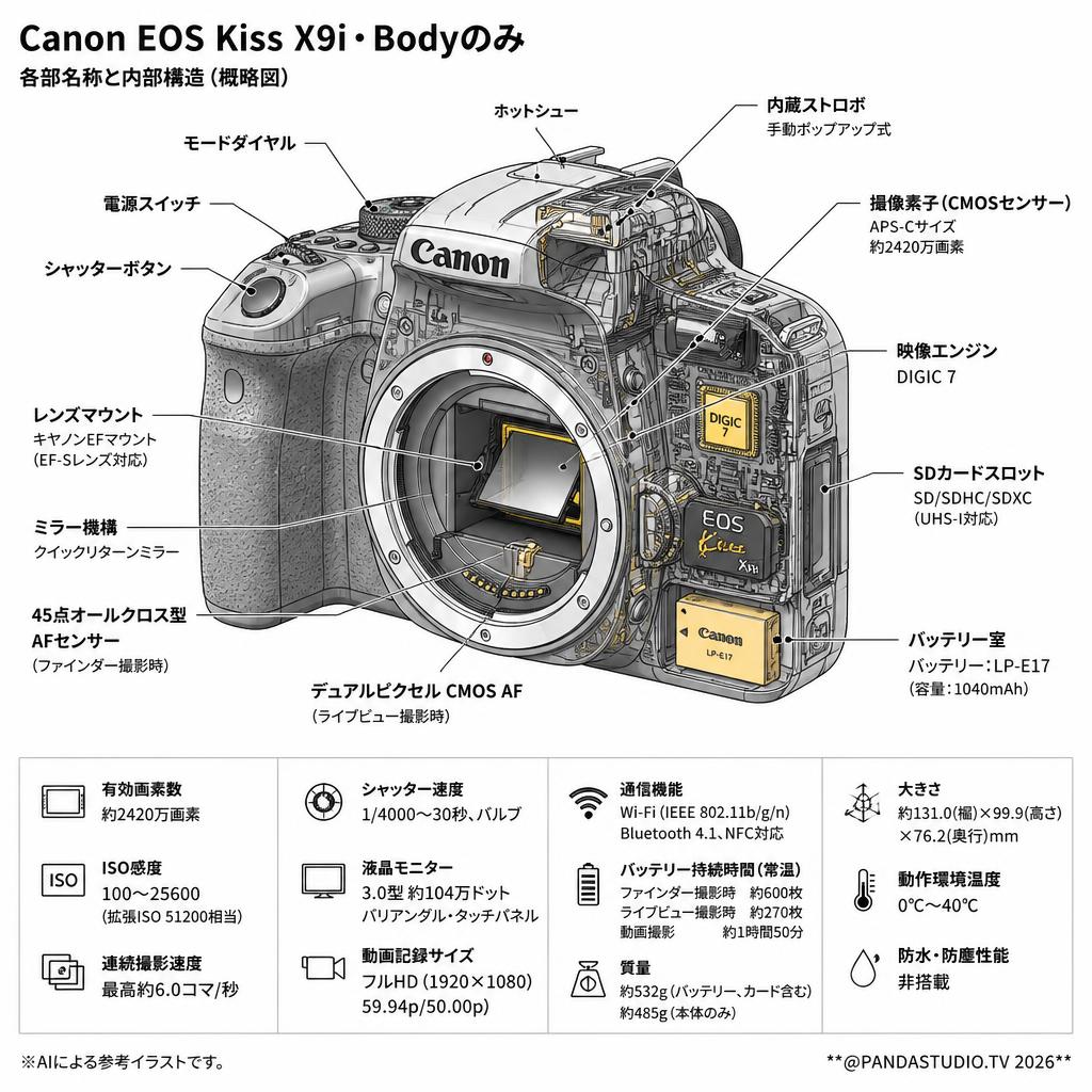 Canon EOS Kiss X9i・Bodyのみ スペック