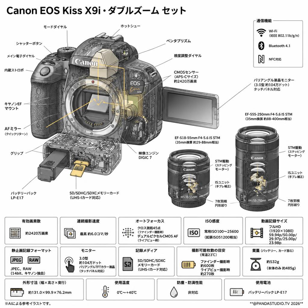 Canon EOS Kiss X9i・ダブルズーム セット スペック