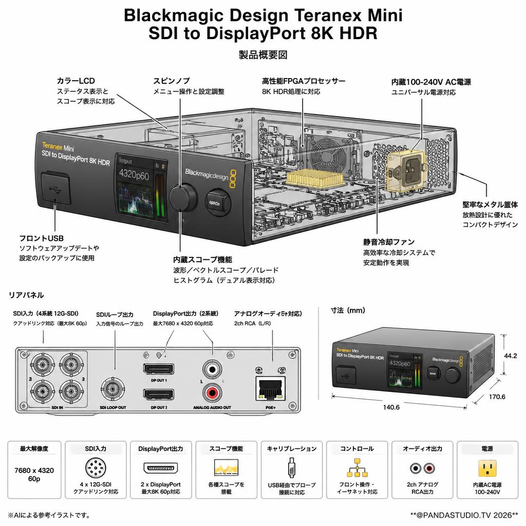 Blackmagic Design Teranex Mini SDI to DisplayPort 8K HDR スペック
