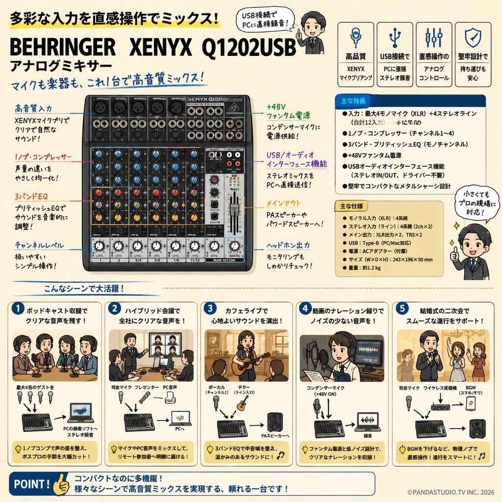 BEHRINGER  XENYX Q1202USB アナログミキサー 用途