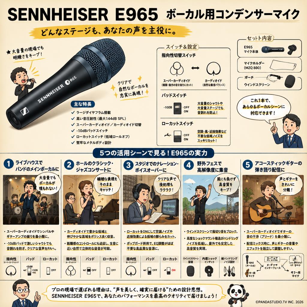 SENNHEISER E965 ボーカル用コンデンサーマイク 用途