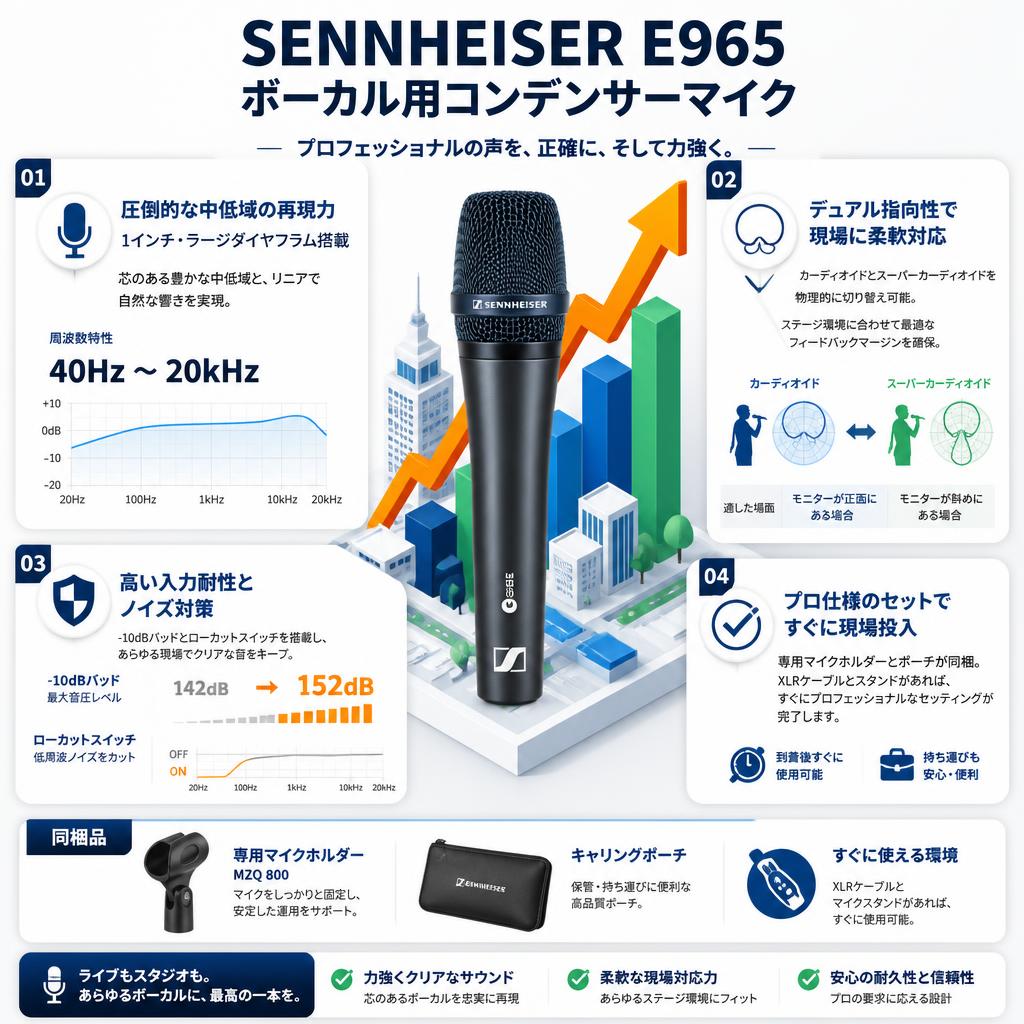 SENNHEISER E965 ボーカル用コンデンサーマイク セールスポイント