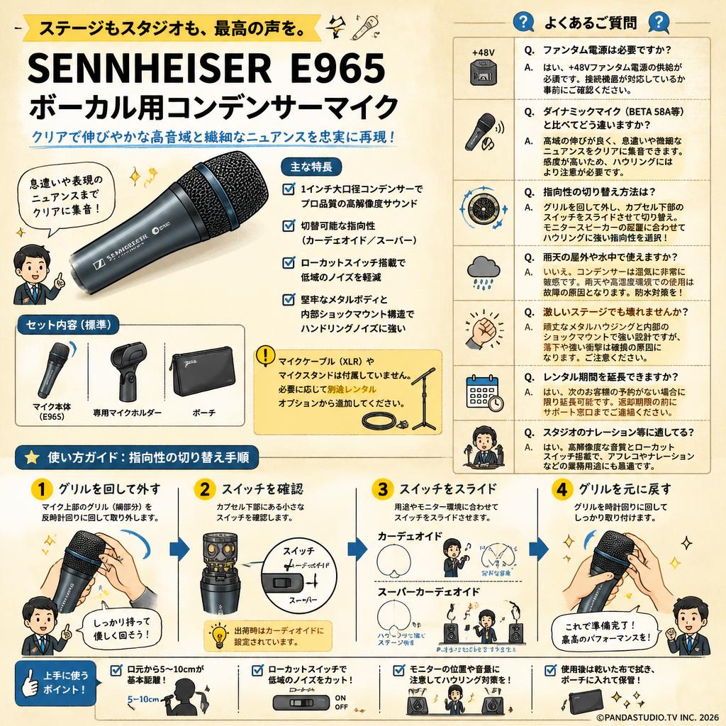 SENNHEISER E965 ボーカル用コンデンサーマイク FAQ（よくある質問と答え）