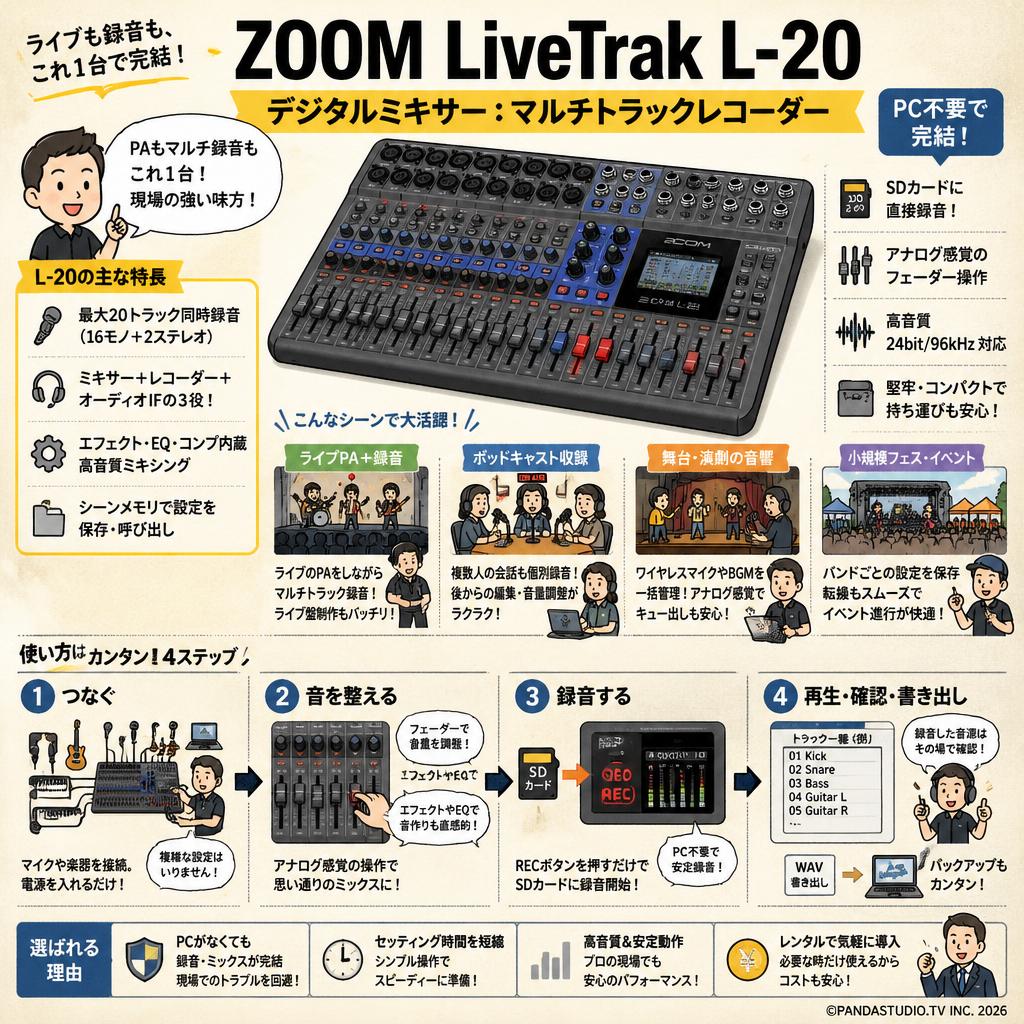ZOOM LiveTrak L-20　デジタルミキサー：マルチトラックレコーダー おもな対象のお客様