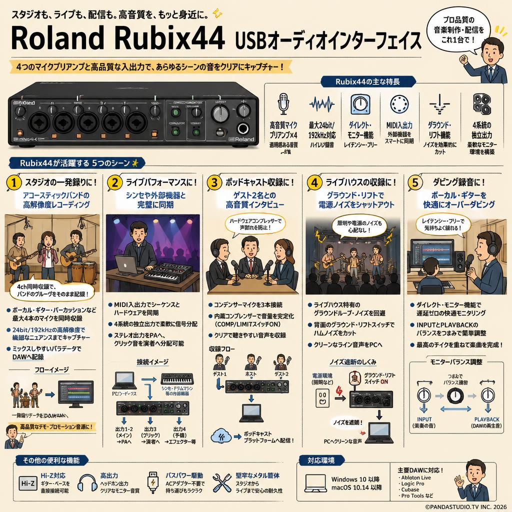 Roland Rubix44 USBオーディオインターフェイス 用途