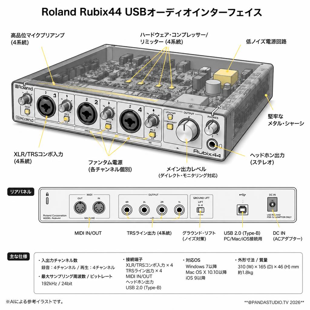 Roland Rubix44 USBオーディオインターフェイス スペック
