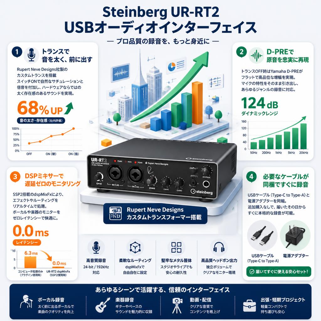 Steinberg UR-RT2 USBオーディオインターフェイス セールスポイント
