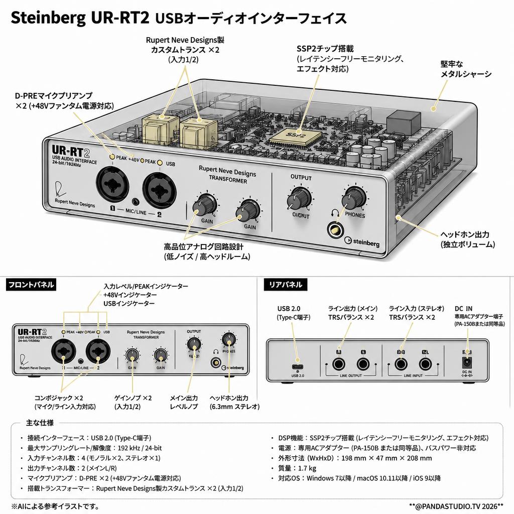 Steinberg UR-RT2 USBオーディオインターフェイス スペック