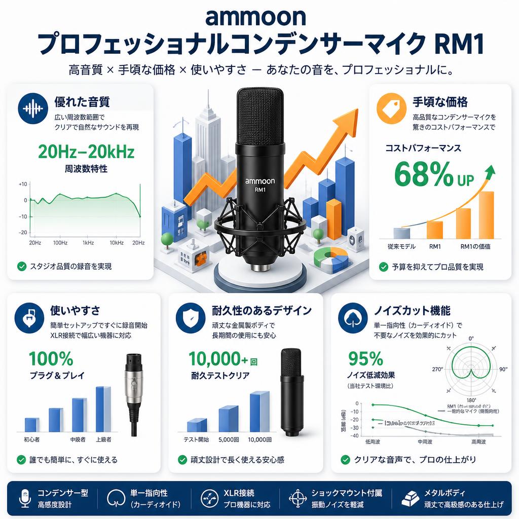ammoonプロフェッショナルコンデンサーマイク RM1 セールスポイント