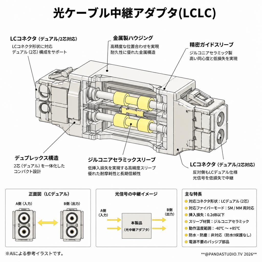 光ケーブル中継アダプタ(LCLC) スペック