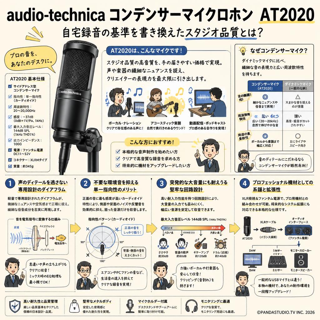 audio-technica コンデンサーマイクロホン AT2020 概要
