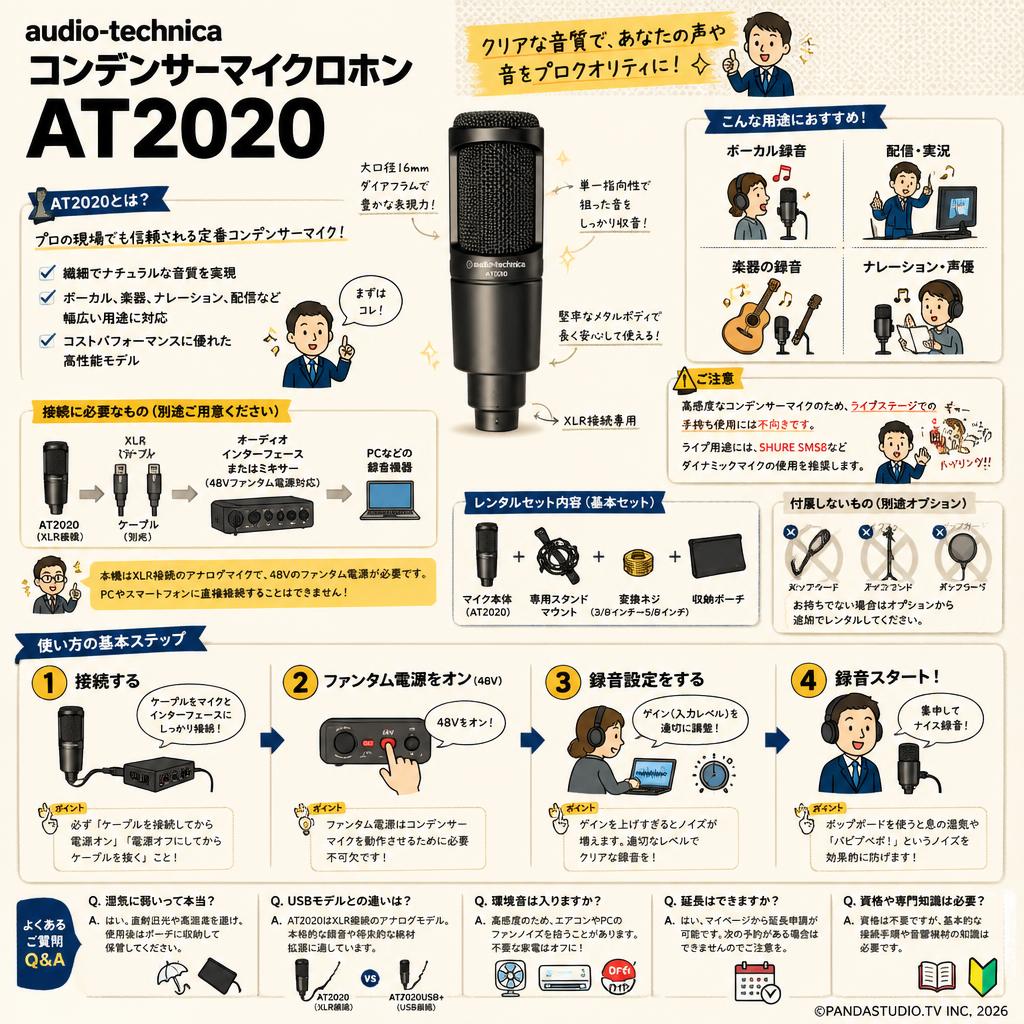 audio-technica コンデンサーマイクロホン AT2020 FAQ（よくある質問と答え）