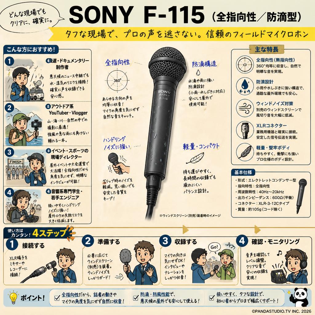 SONY  F-115（全指向性／防滴型） おもな対象のお客様