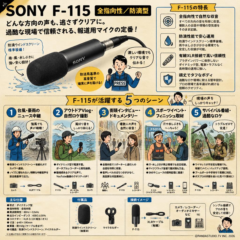 SONY  F-115（全指向性／防滴型） 用途