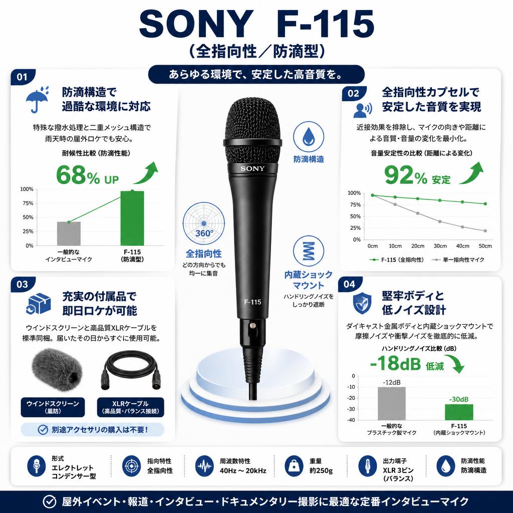 SONY  F-115（全指向性／防滴型） セールスポイント