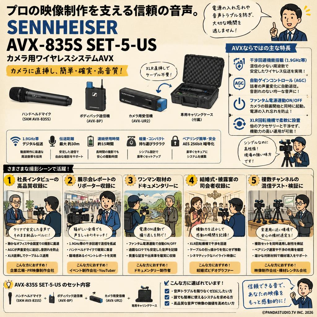 SENNHEISER AVX-835S SET-5-US  カメラ用ワイヤレスシステムAVX 用途