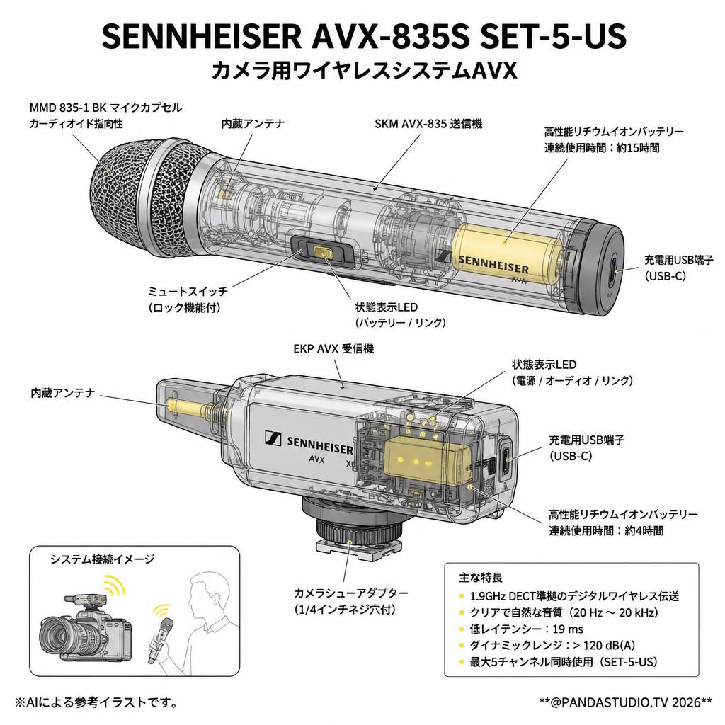 SENNHEISER AVX-835S SET-5-US  カメラ用ワイヤレスシステムAVX スペック