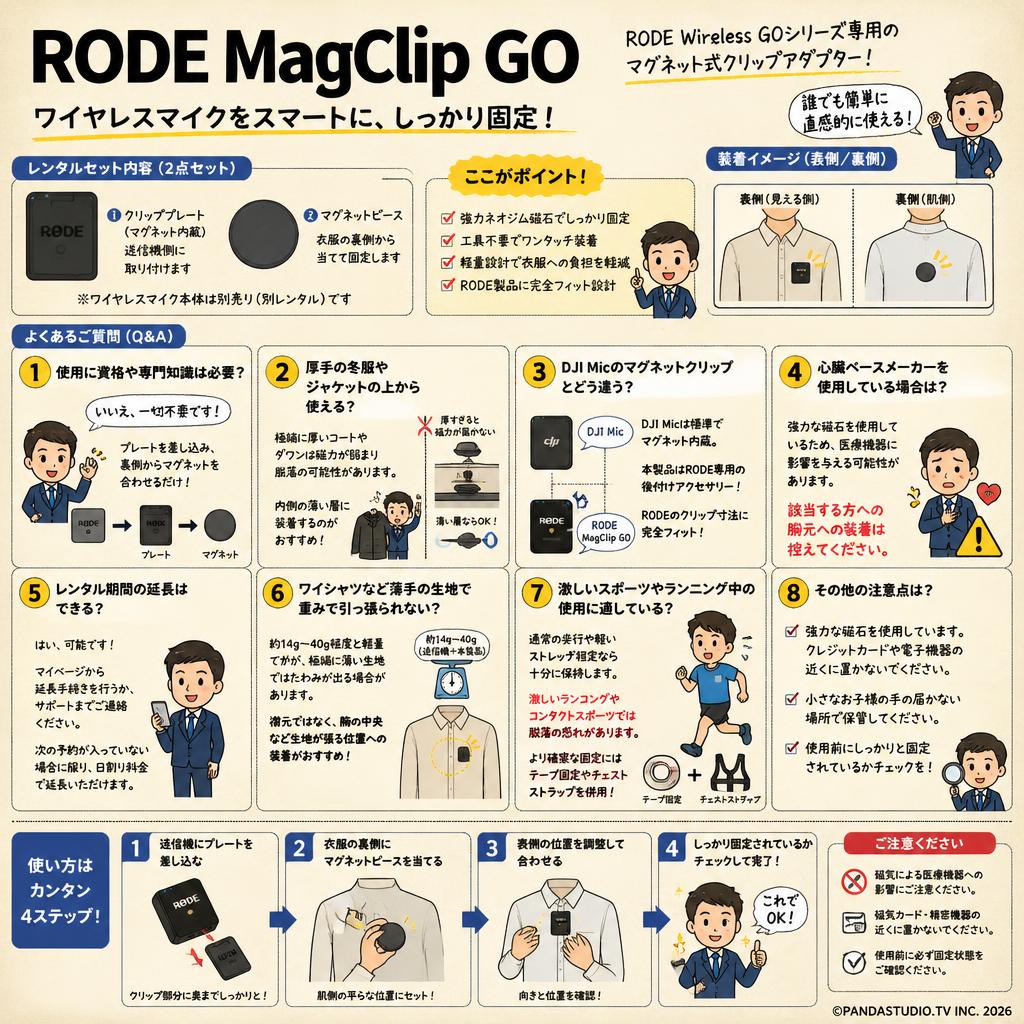 RODE MagClip GO FAQ（よくある質問と答え）