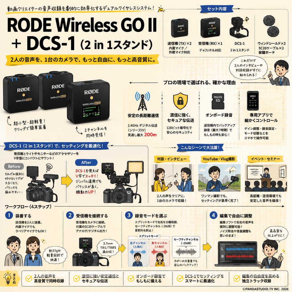 RODE Wireless GO II  ＋ DCS-1（2 in 1スタンド） 概要