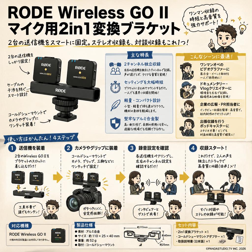 RODE Wireless GO II  マイク用2in1変換ブラケット おもな対象のお客様