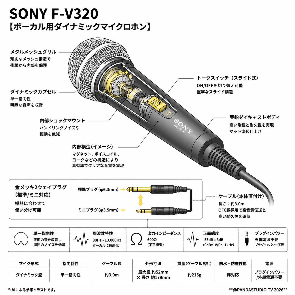 SONY F-V320 [ボーカル用ダイナミックマイクロホン] スペック