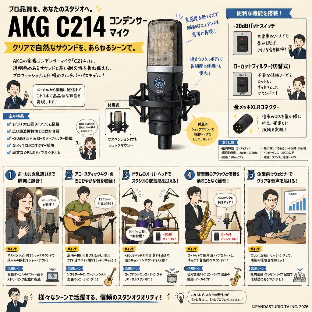 AKG  C214 コンデンサーマイク 用途