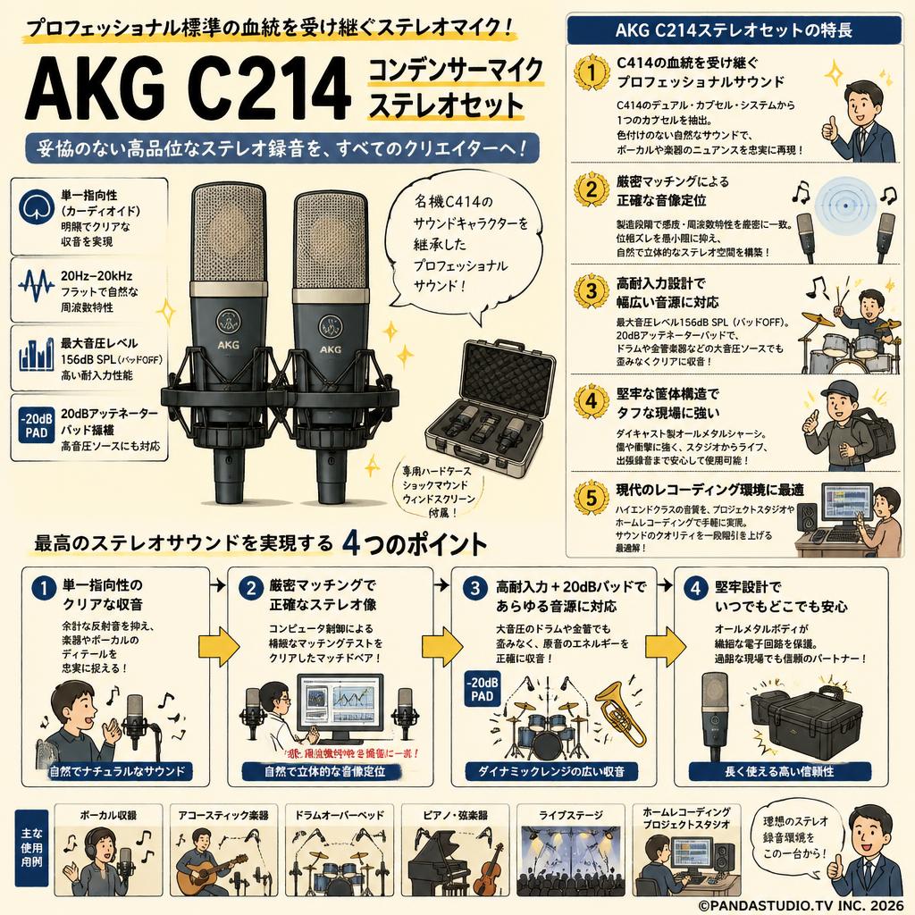 AKG  C214 コンデンサーマイク ステレオセット 概要