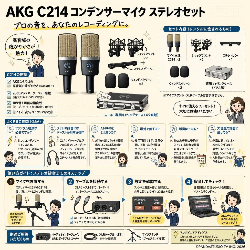 AKG  C214 コンデンサーマイク ステレオセット FAQ（よくある質問と答え）