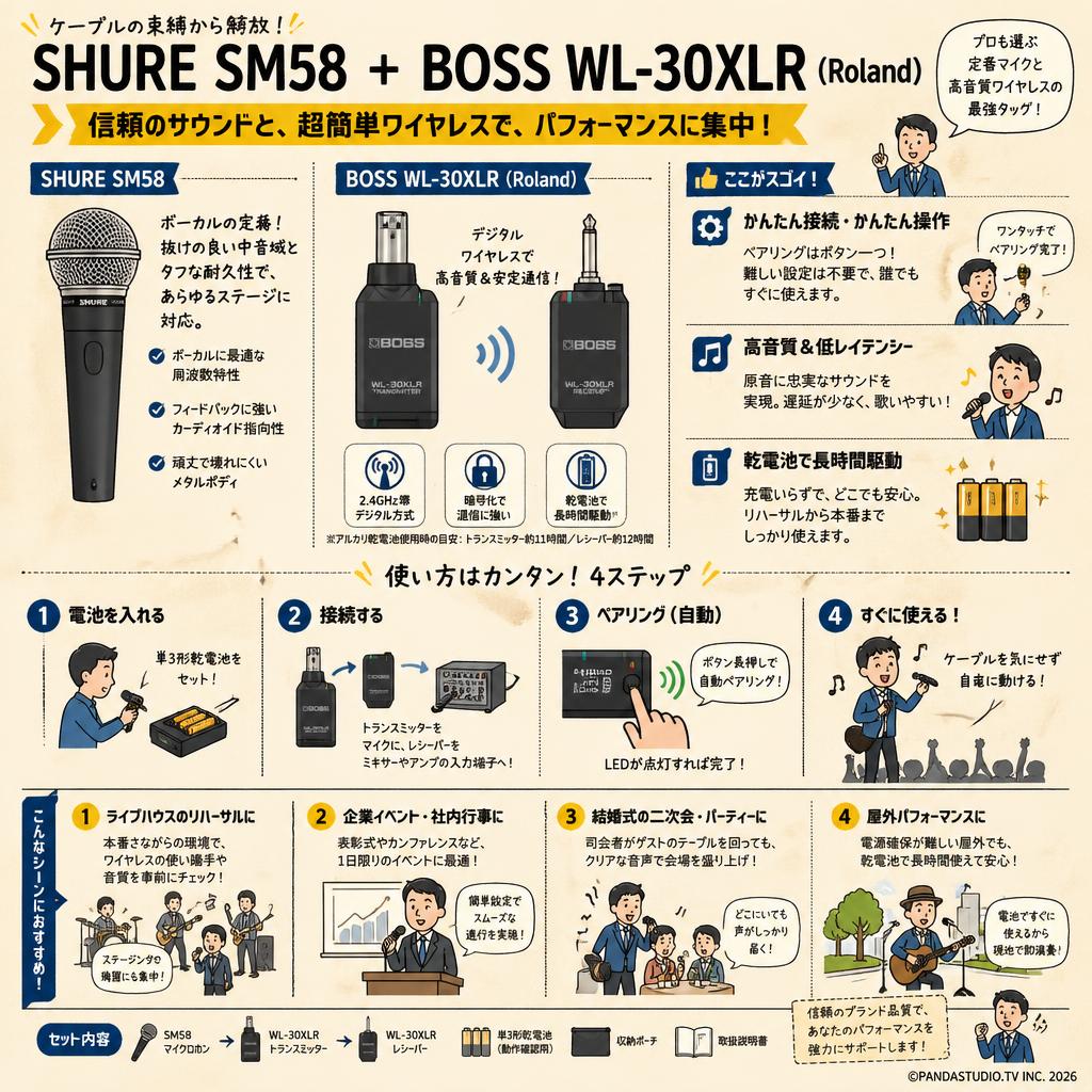 SHURE SM58 ＋ BOSS WL-30XLR （Roland） おもな対象のお客様