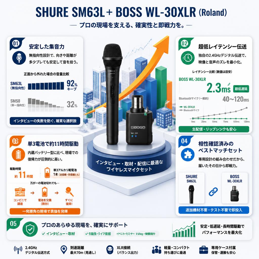SHURE SM63L＋ BOSS WL-30XLR （Roland） セールスポイント