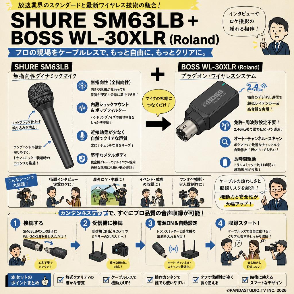 SHURE SM63LB＋ BOSS WL-30XLR （Roland） 概要