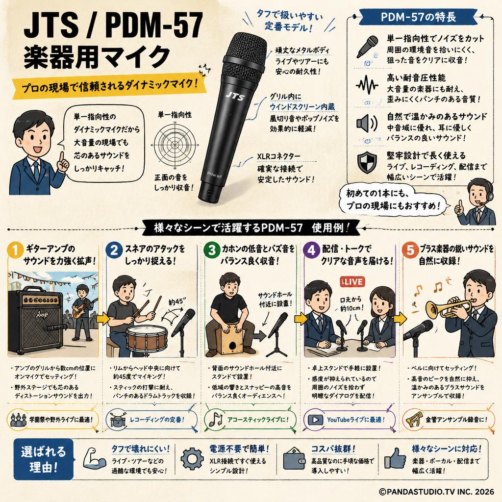 JTS / PDM-57　楽器用マイク 用途