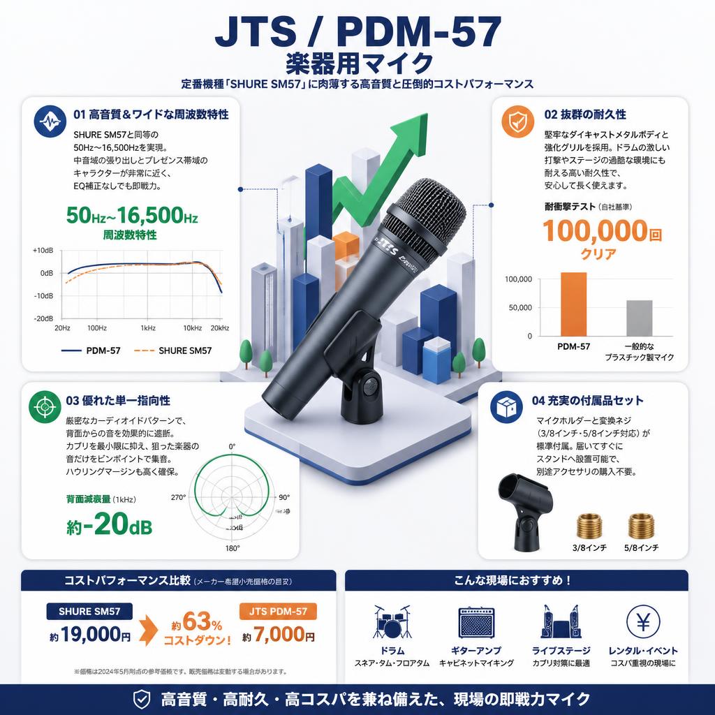 JTS / PDM-57　楽器用マイク セールスポイント