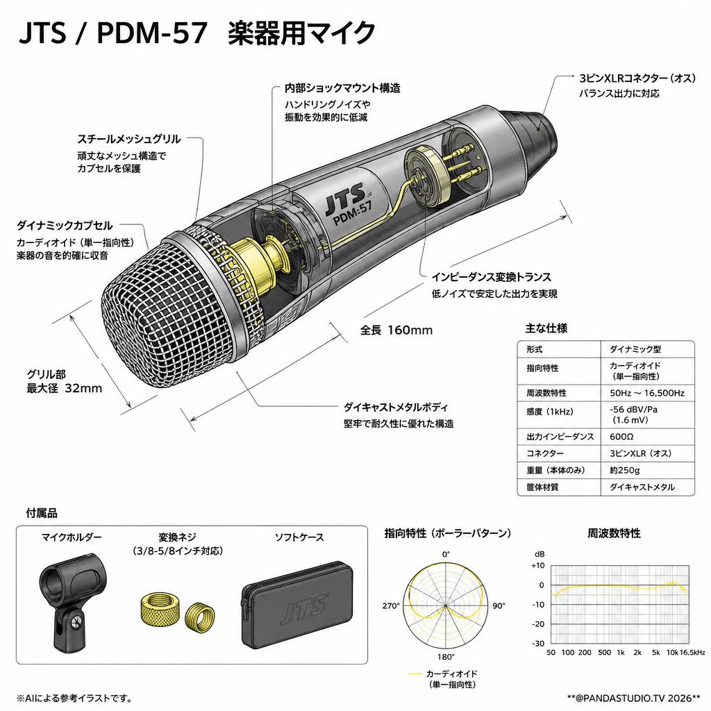 JTS / PDM-57　楽器用マイク スペック