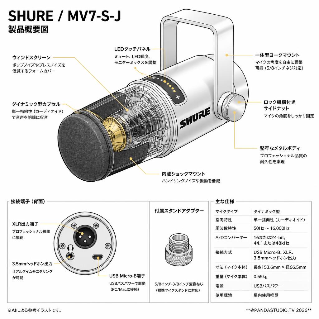 SHURE / MV7-S-J スペック