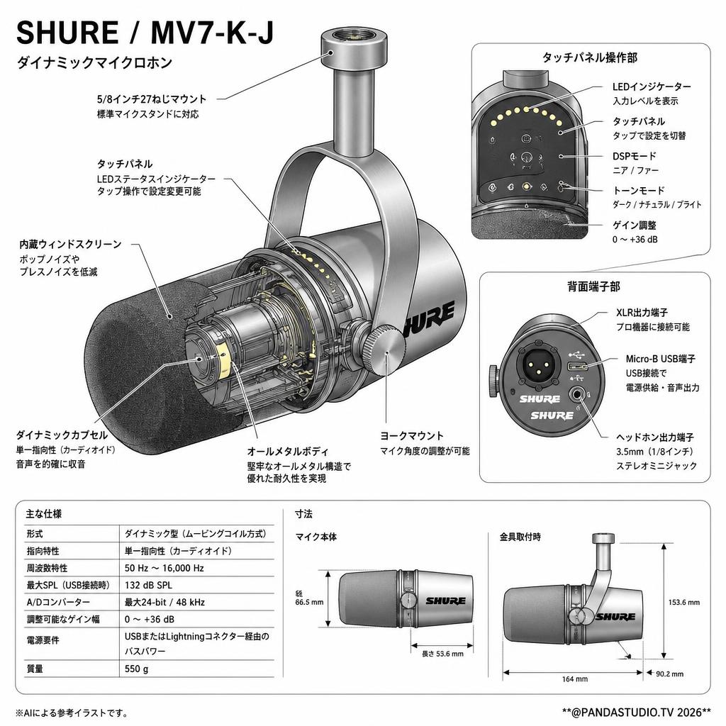 SHURE / MV7-K-J スペック