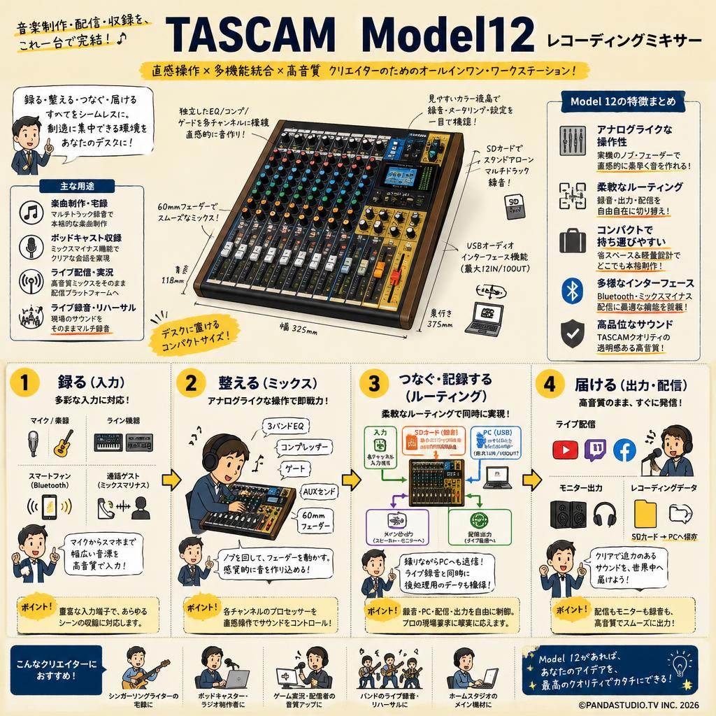 TASCAM Model12　レコーディングミキサー 概要