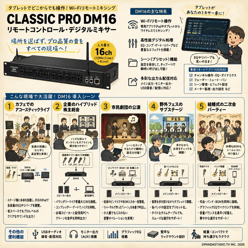 CLASSIC PRO DM16 リモートコントロール・デジタルミキサー 用途