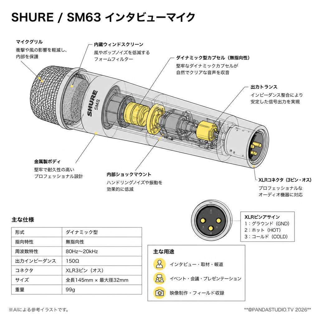 SHURE / SM63 インタビューマイク スペック