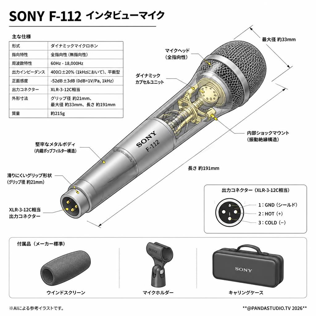 SONY F-112 インタビューマイク スペック