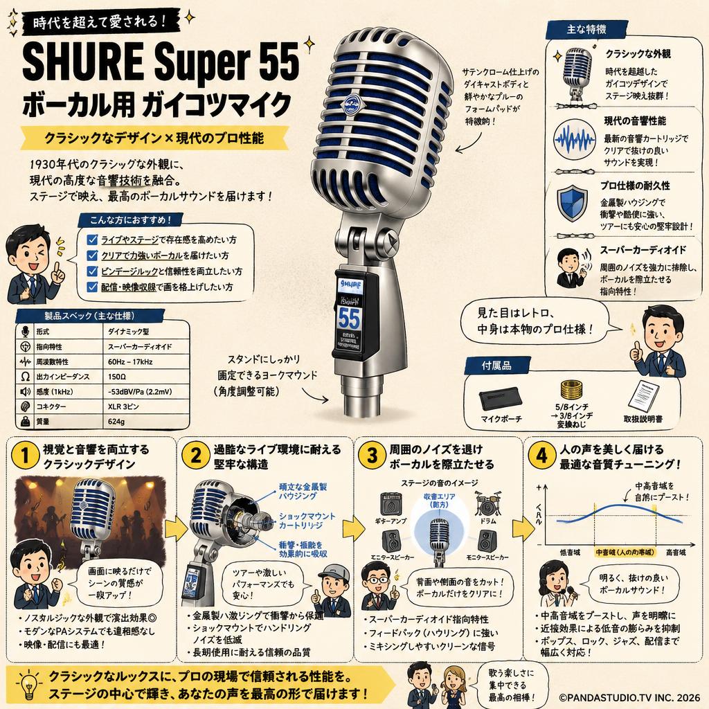 SHURE Super 55 ボーカル用 ガイコツマイク 概要