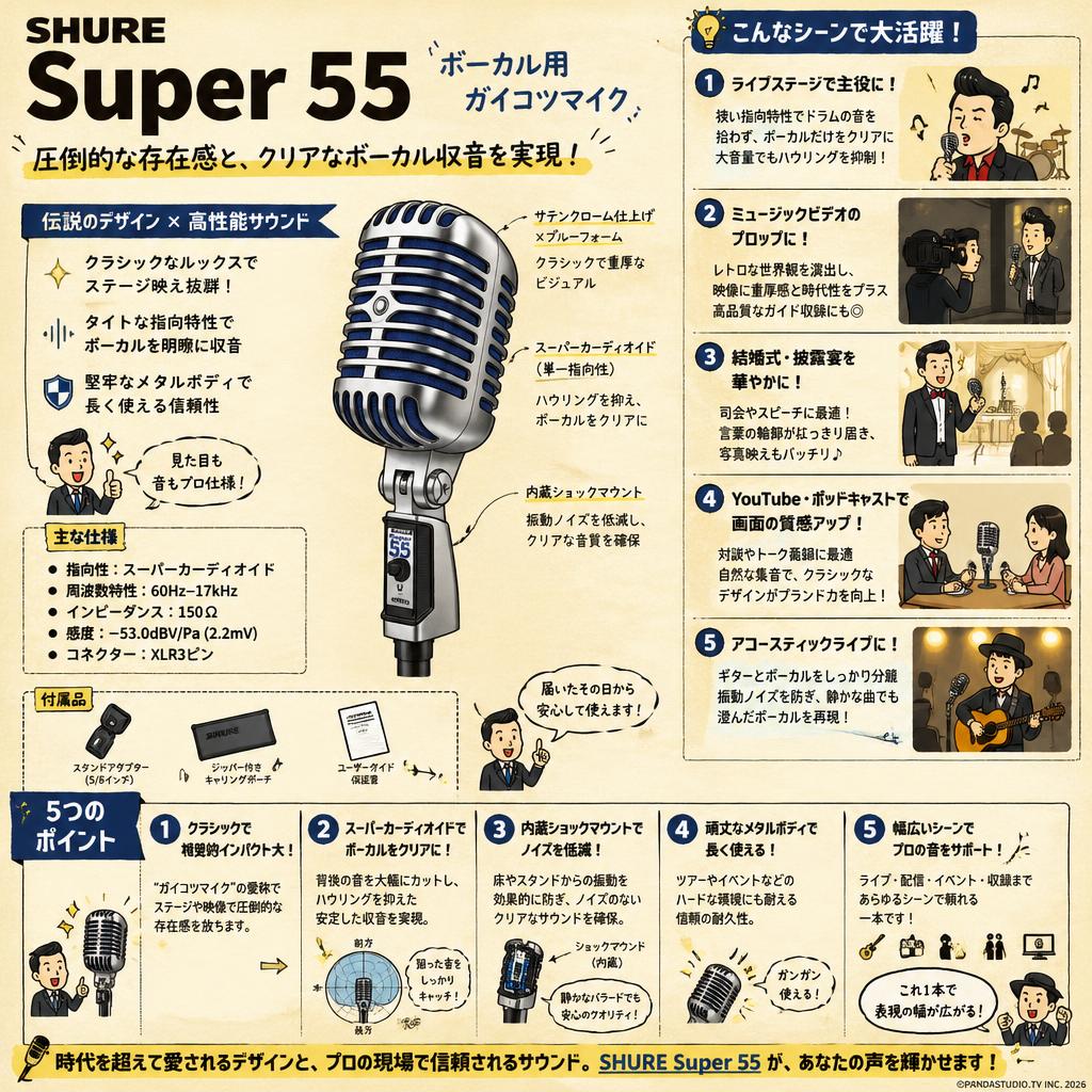 SHURE Super 55 ボーカル用 ガイコツマイク 用途