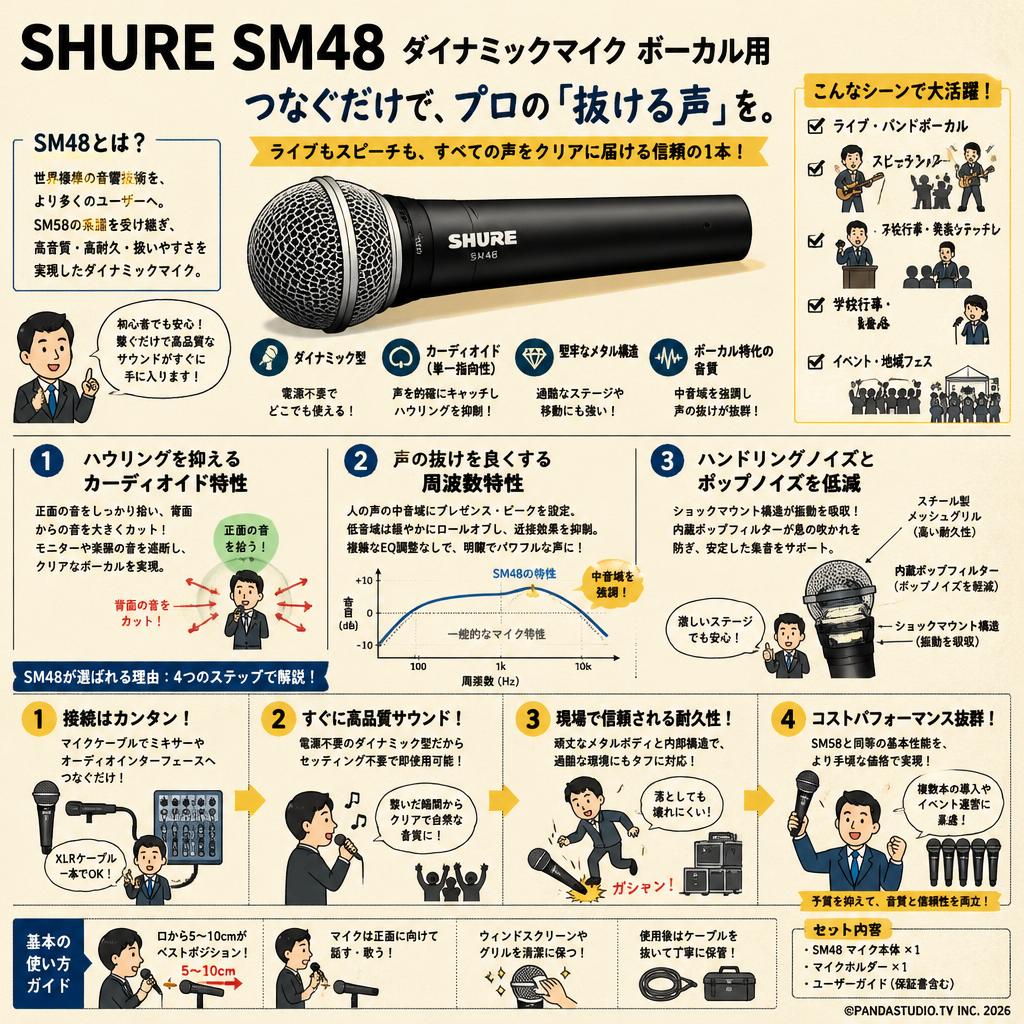 SHURE SM48 ダイナミックマイク ボーカル用 概要