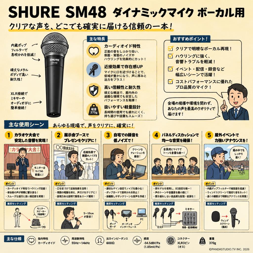 SHURE SM48 ダイナミックマイク ボーカル用 用途