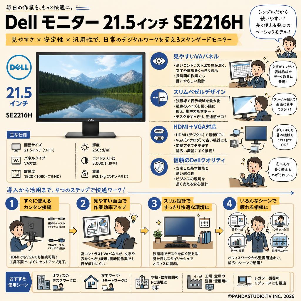 Dell モニター 21.5インチ SE2216H 概要