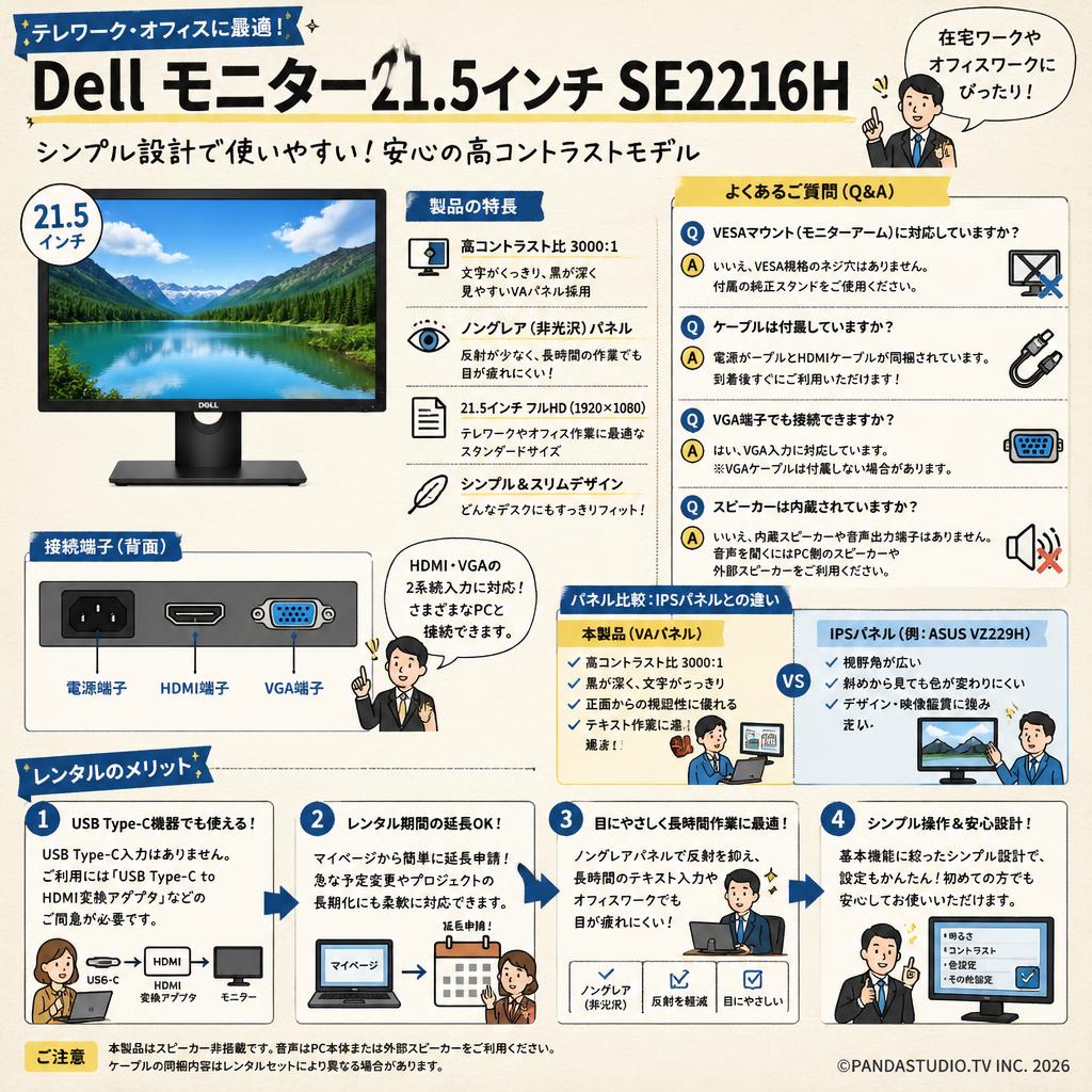 Dell モニター 21.5インチ SE2216H FAQ（よくある質問と答え）