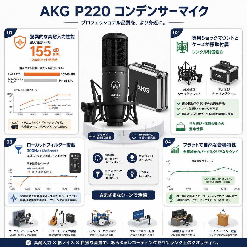 AKG  P220 コンデンサーマイク セールスポイント