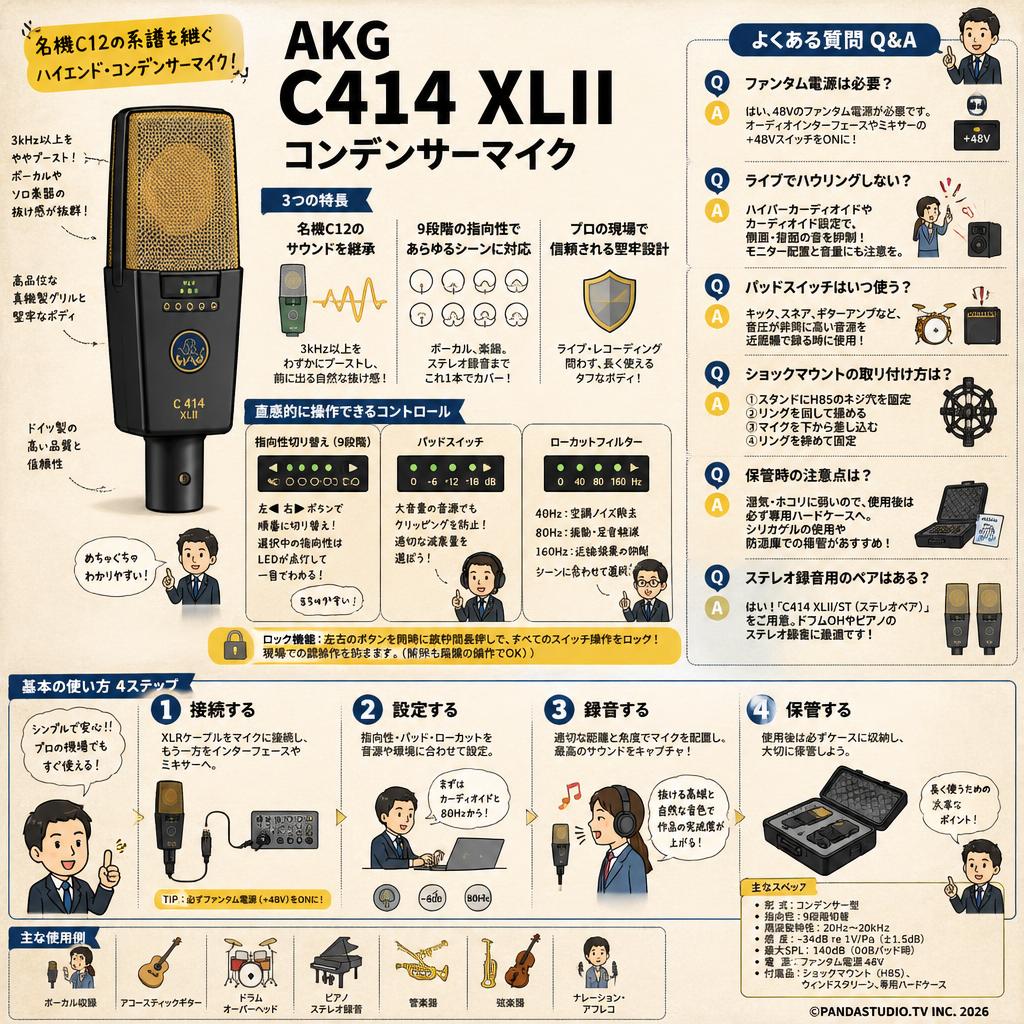 AKG  C414 XLII コンデンサーマイク FAQ（よくある質問と答え）