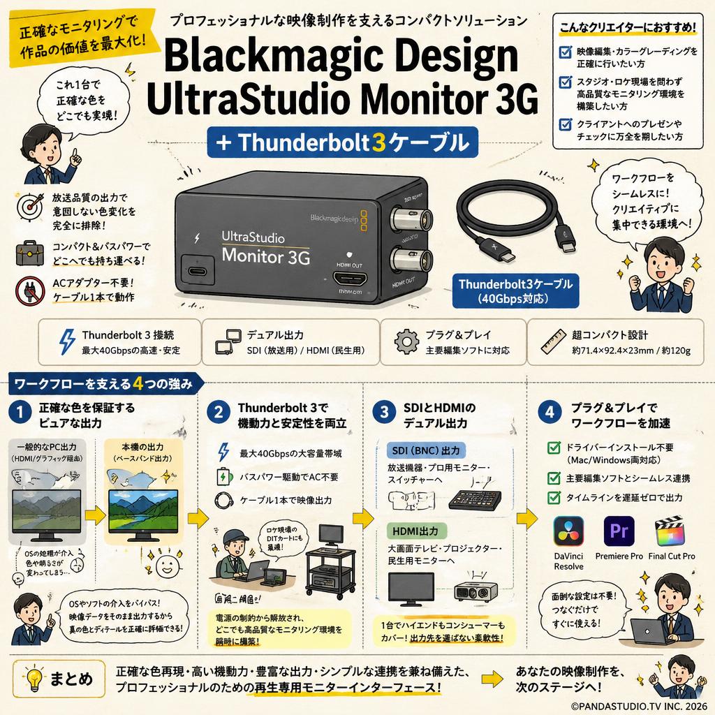 Blackmagic Design UltraStudio Monitor 3G + Thunderbolt3ケーブル 概要