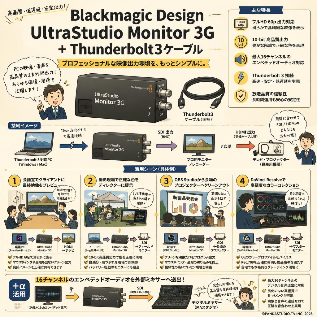 Blackmagic Design UltraStudio Monitor 3G + Thunderbolt3ケーブル 用途